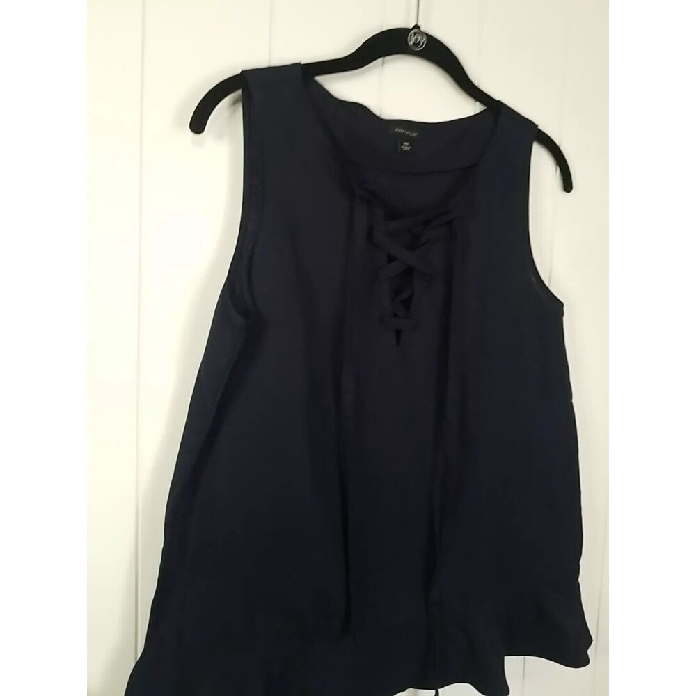 Ann Taylor Linen Blend Top Womens Sz XS Blue Sleeveless Coastal Summer